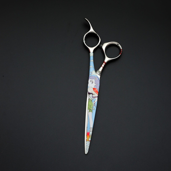 Боядисани прави ножици за подстригване за фризьор с декоративен дизайн, професионална употреба