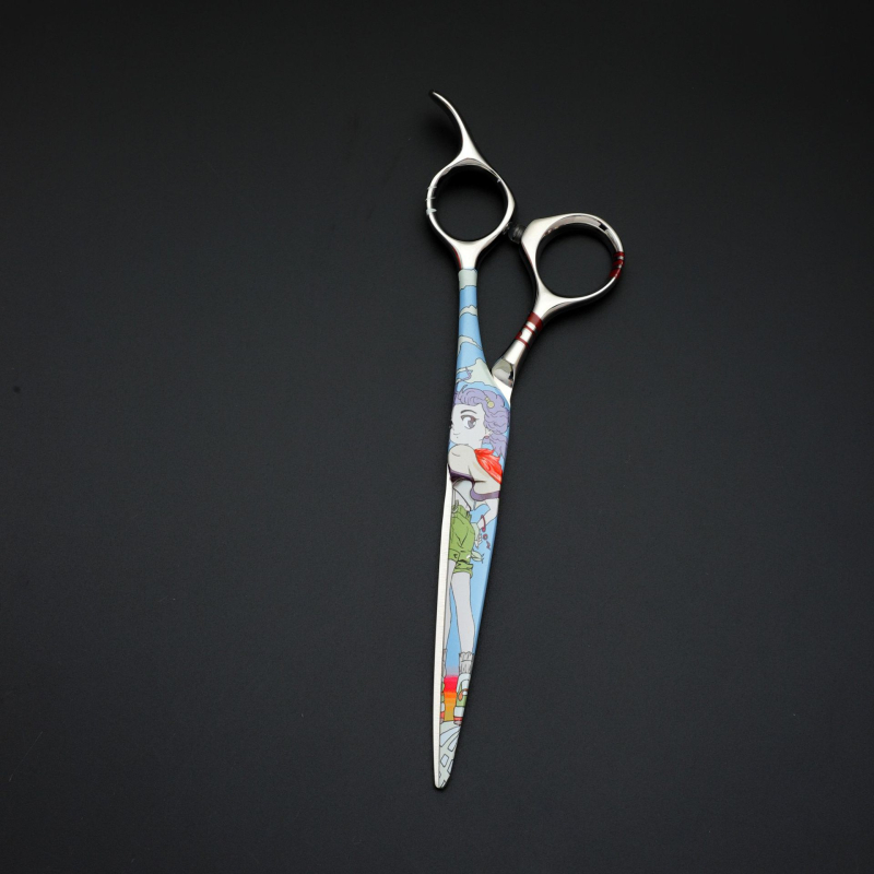 Боядисани прави ножици за подстригване за фризьор с декоративен дизайн, професионална употреба