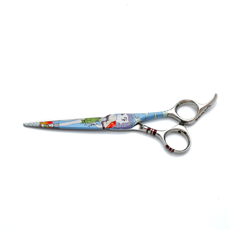 Боядисани прави ножици за подстригване за фризьор с декоративен дизайн, професионална употреба
