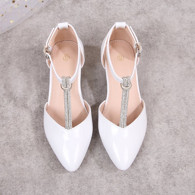 Női szandálok vastag sarokkal és kristályos sarokkal, átlátszó pánt, csatos zárás, PU felső rész, gumírozott talp, nyár 2024