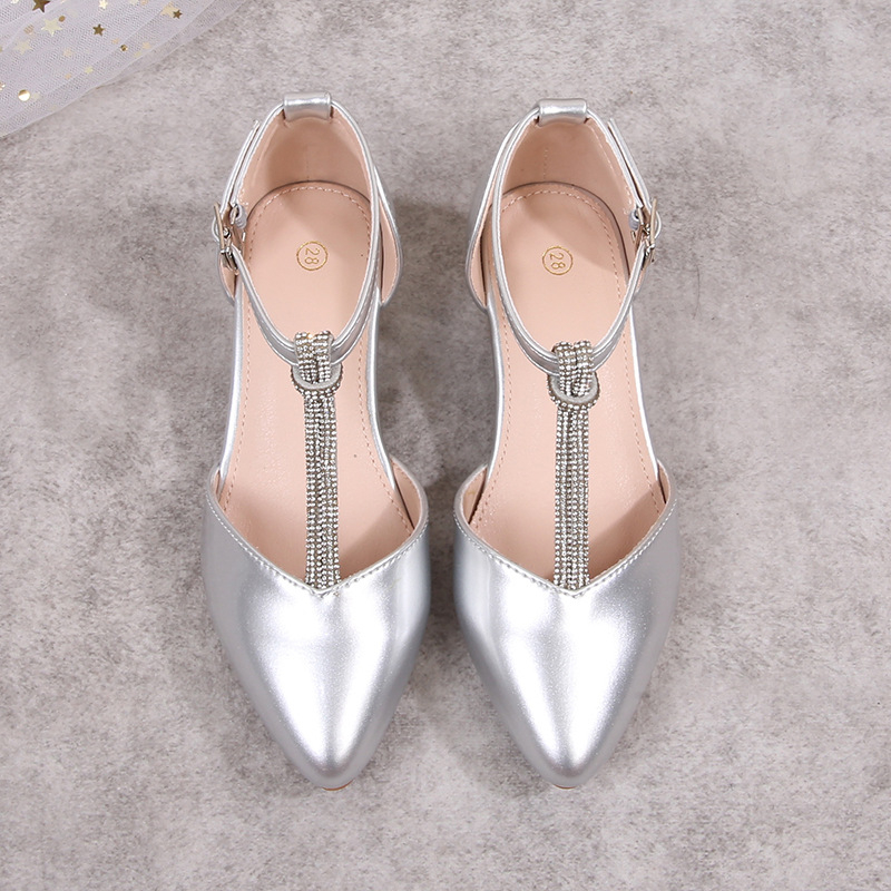 Női szandálok vastag sarokkal és kristályos sarokkal, átlátszó pánt, csatos zárás, PU felső rész, gumírozott talp, nyár 2024