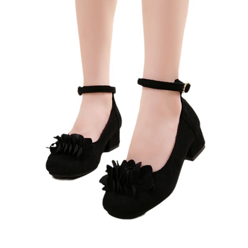 Mary Jane cipő, Hepburn-stílus, vastag sarok, kerek orr, Velcro-zárás