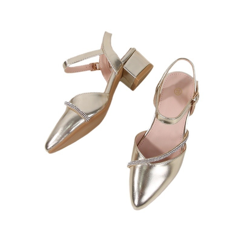 Lányoknak szóló magas sarkú szandál — hercegnő stílus, műbőr felsőrész, TPR talp, csatokkal záródó