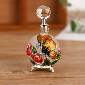 Staklena boca za parfem s dizajnom leptira, emajlirano, mat završna obrada i elektroplating, navoj 11 mm