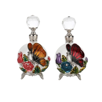 Staklena boca za parfem s dizajnom leptira, emajlirano, mat završna obrada i elektroplating, navoj 11 mm