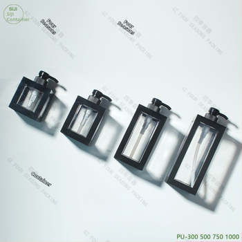 PET bočica za šampon, četvrtastog oblika, pumpa, injekcijsko oblikovanje, sitotisk završna obrada.