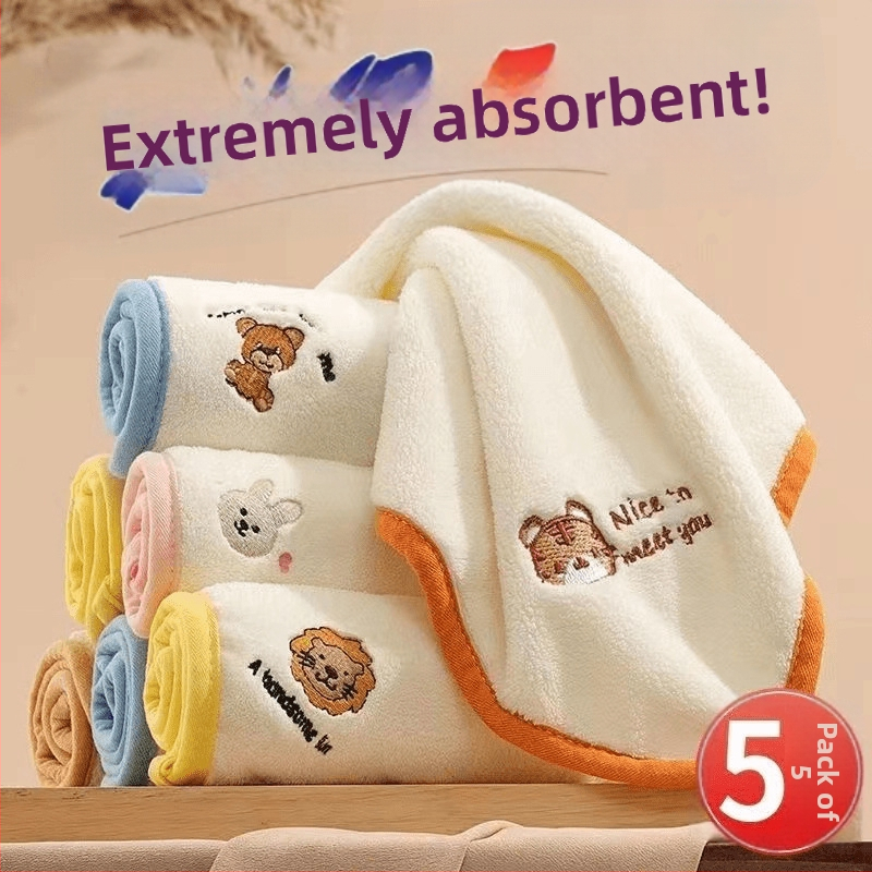 5 vnt vaikų kvadratinių veido rankšluosčių iš koralinio veliūro, Spider-Man animacinis dizainas, 25 g, su logotipo spausdinimu