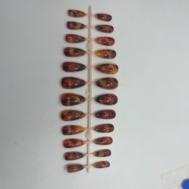 Изкуствени нокти за залепване - винтидж стил, леопардов принт, за дами, универсални, домашна марка