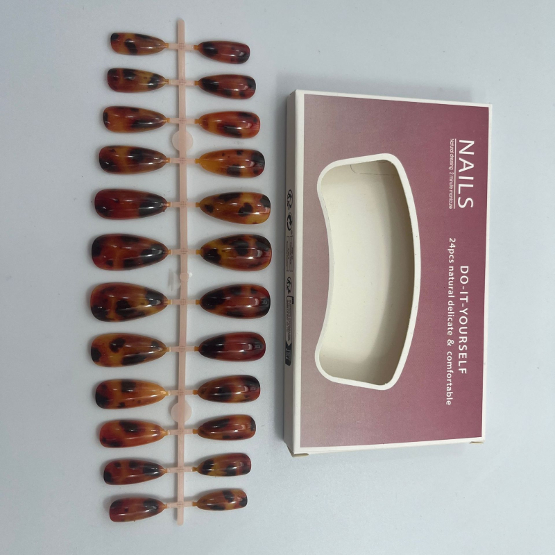 Изкуствени нокти за залепване - винтидж стил, леопардов принт, за дами, универсални, домашна марка