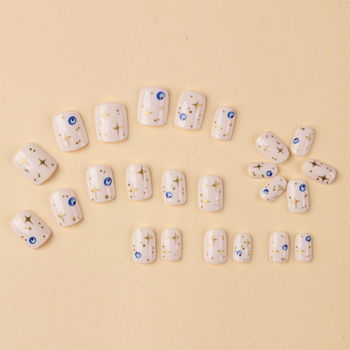 Τεχνητά νύχια, 24 τεμάχια, κοντά Ευρωπαϊκού στυλ με σχέδιο ματιών, αποσπώμενα