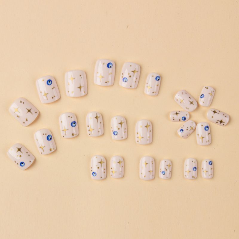 Umjetni nokti, 24 komada, kratki europski stil s dizajnom oka, uklonjivi