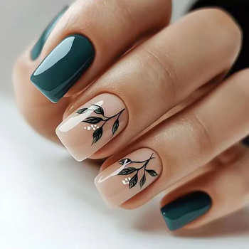 Dirbtiniai nagai su lapų raštu, nuimami ir nešiojami, minimalistinis stilius, moterims - Jieyan