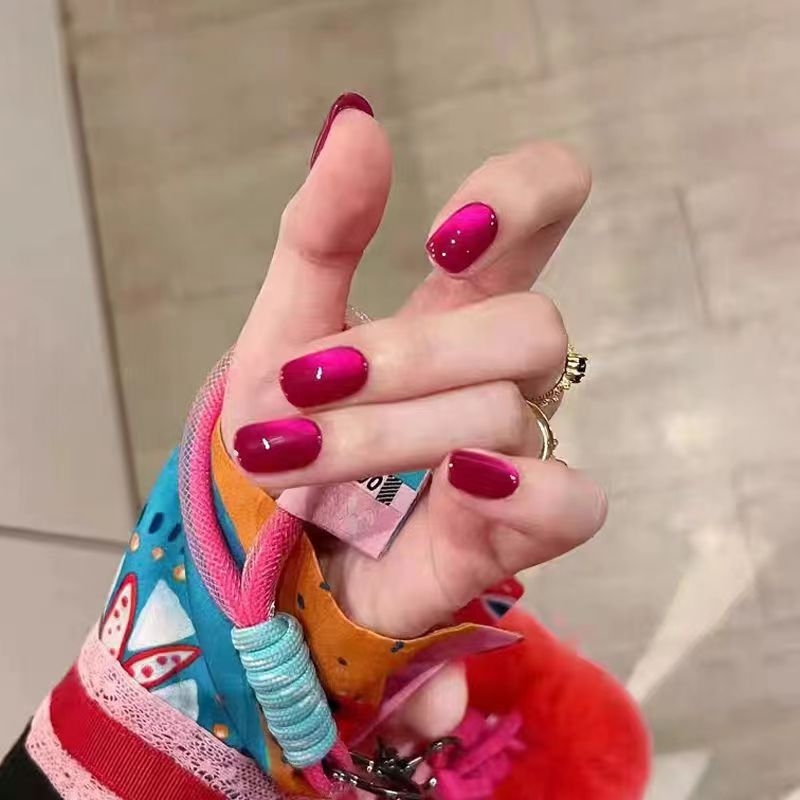 Χειροποίητο σετ μανικιούρ με γυάλινες χάντρες Dragon Fruit και Cat`s Eye εφέ, Cat`s Eye στιλ, μοτίβο 1327355784, για γυναίκες