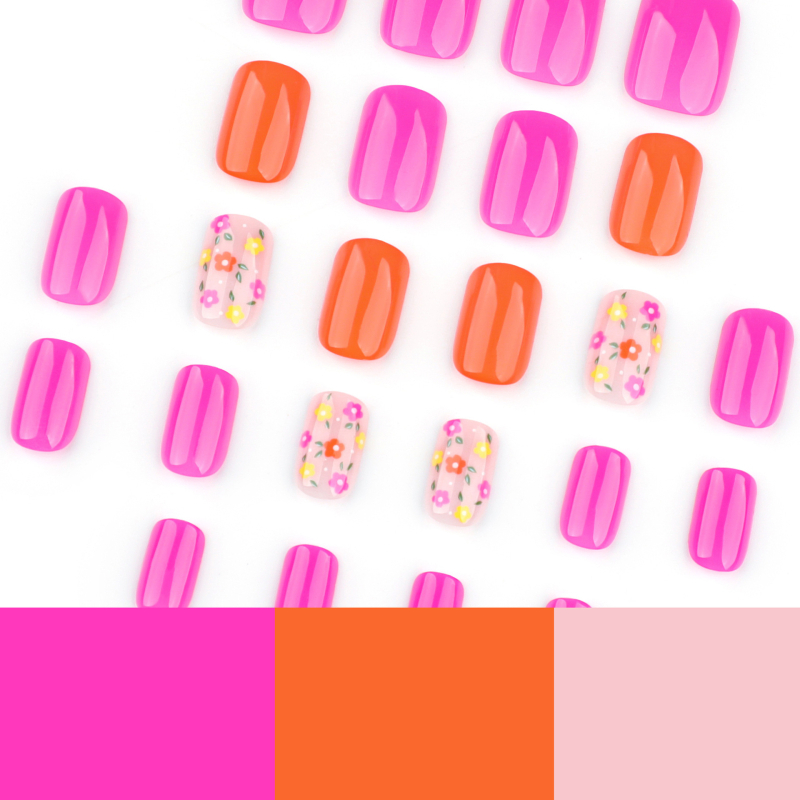 Virágos mintázatú műkörmök, eltávolíthatóak, nők számára — Leyi márka, Zhejiang eredetű
