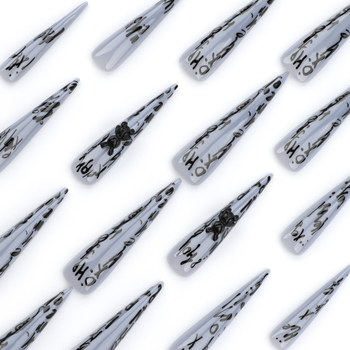 Τεχνητά νύχια για φορεσιμότητα – μάρκα Leyi, προέλευση Zhejiang, νύχια με γκραφίτι γράμματα, στυλ Hot Girl/Ins, κατάλληλα για γυναίκες