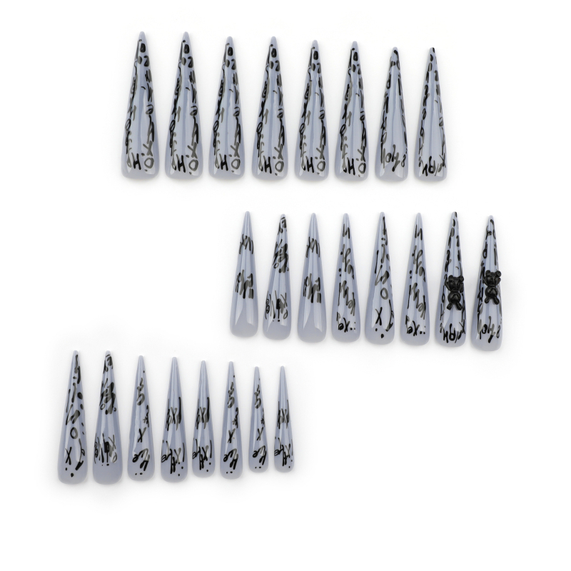 Изкуствени нокти за носене – марка Leyi, произход Zhejiang, графити букви, стил Hot Girl/Ins, подходящи за дами