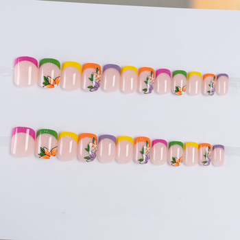 Man Yicai αποσπώμενα φλοράλ τεχνητά νύχια, φορετές άκρες νυχιών με σχέδιο λουλουδιών