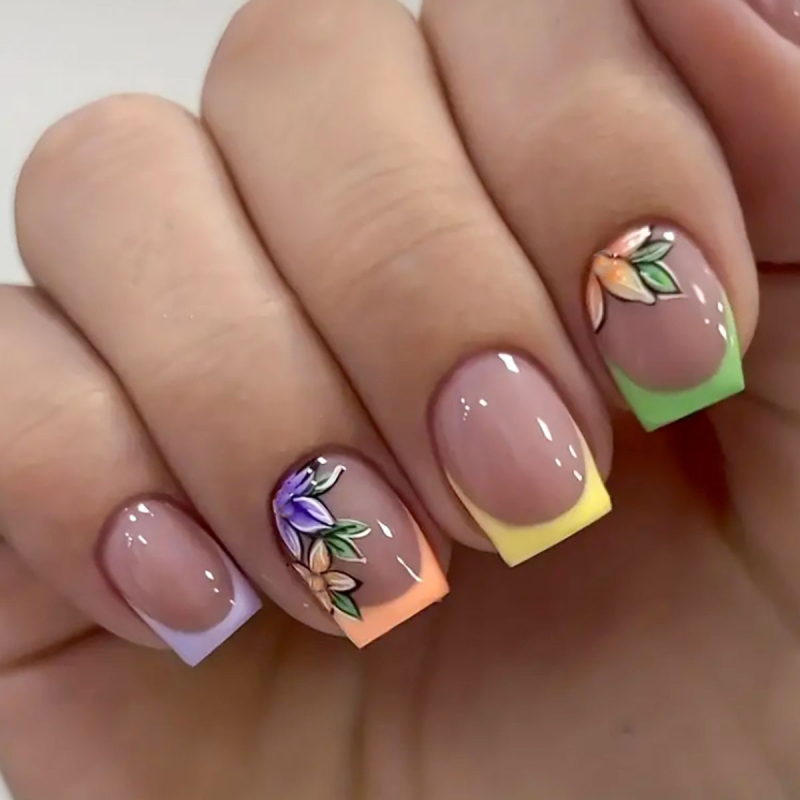 Man Yicai отделяеми изкуствени нокти с флорален дизайн, носими нокти