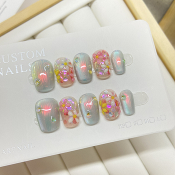 3D χειροποίητο αυτοκόλλητο νυχιών με λουλούδια – φοριέται διακοσμητικό νυχιών με μοτίβο κυματισμών νερού, γλυκός, ελαφρύς πολυτελής στυλ Aurora Armor
