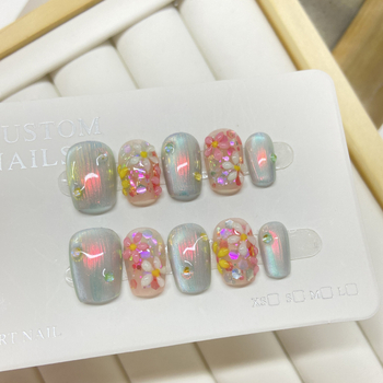 3D χειροποίητο αυτοκόλλητο νυχιών με λουλούδια – φοριέται διακοσμητικό νυχιών με μοτίβο κυματισμών νερού, γλυκός, ελαφρύς πολυτελής στυλ Aurora Armor