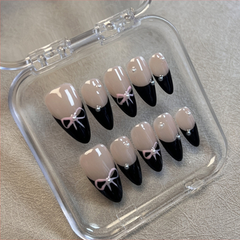 Χειροποίητα φορετά νύχια – Ευρωπαϊκό και Αμερικανικό στυλ, σχέδιο φιόγκο, εφέ Cat\'s Eye, μινιμαλιστικό