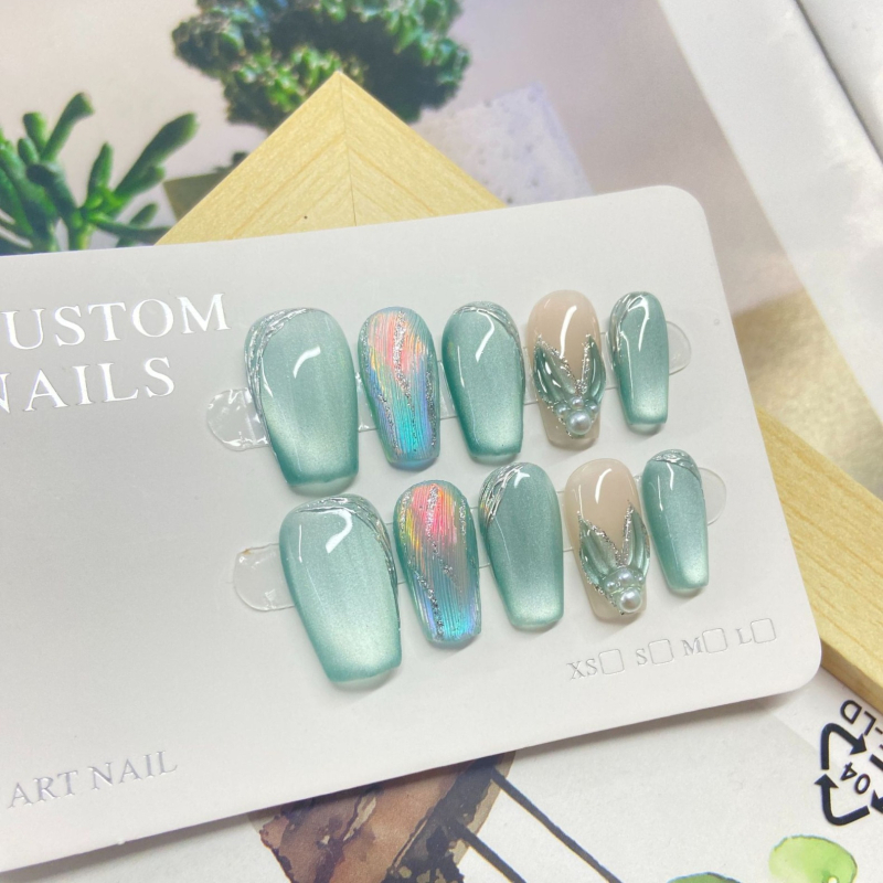 Νύχια Cat Eye - Χειροποίητα, Φοριούνται, Αυτοκόλλητο Νυχιών, Προέλευση Γκουανγκξί, Για Γυναίκες