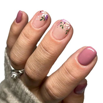 Τεχνητά νύχια με μοτίβο λουλουδιών, ultra-thin χωρίς ραφές, γλυκό στυλ, άνετα στη χρήση