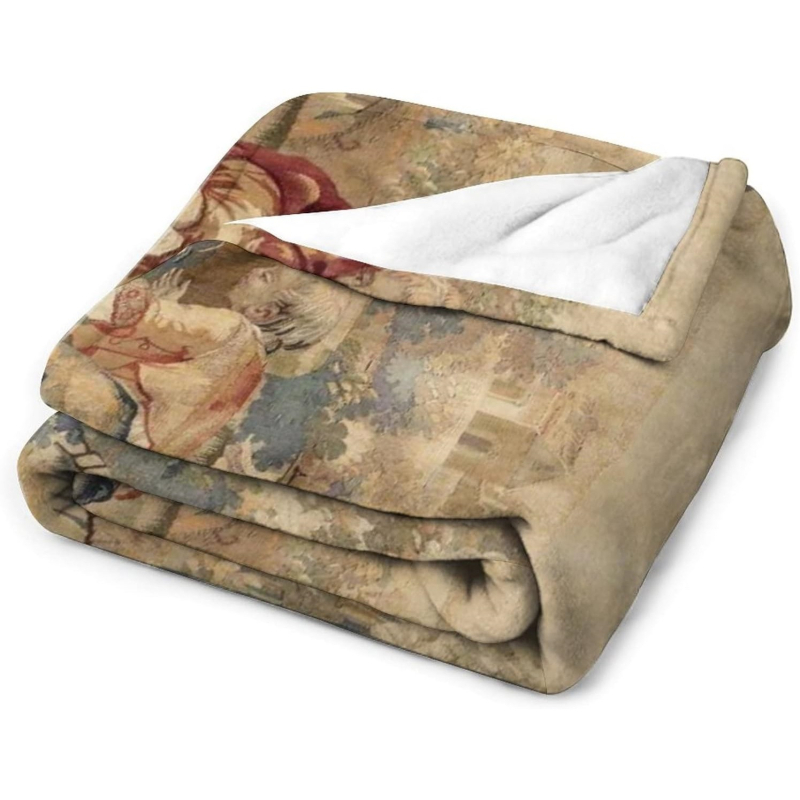 Poliesterinė antklodė su vintagine Prancūzijos tapyba ir viduramžių motyvu, tinkama pavasariui ir rudeniui, koreguojama, susitraukimas 2–4%.