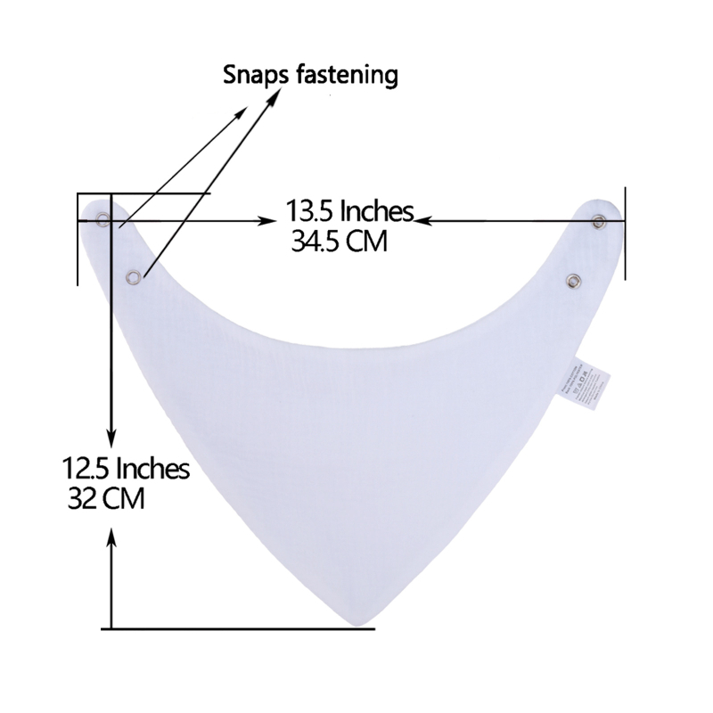 Бебешки триъгълен лигавник от двойнослойна марля - чист памук над 95%, едноцветен, за деца 1–3 г