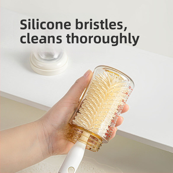 Silicone pudeles birstu komplekts bērniem, pārnēsājams, ērtai tīrīšanai bez tukšām vietām, ar pakarināšanas funkciju žāvēšanai