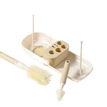 Silicone pudeles birstu komplekts bērniem, pārnēsājams, ērtai tīrīšanai bez tukšām vietām, ar pakarināšanas funkciju žāvēšanai