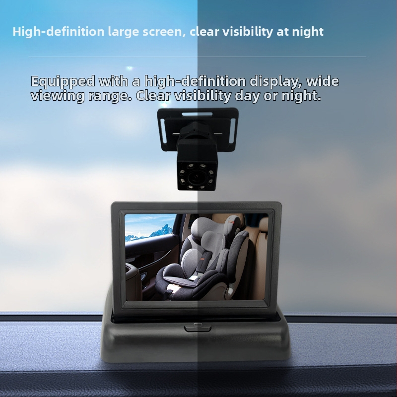 Автомобилен LCD дисплей за видеонаблюдение на бебета, модел TJ4305408, инфрачервено нощно виждане, резолюция 480x272