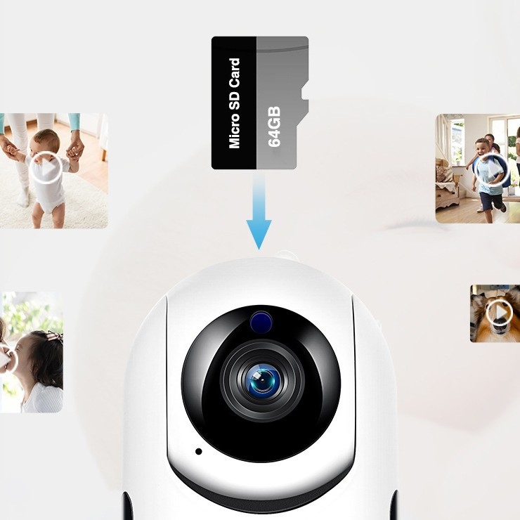 WiFi gimball kamera, HD éjjellátás, kétirányú interkom, minimális megvilágítás 0,02 lux, üzemhőmérséklet -20..55 °C