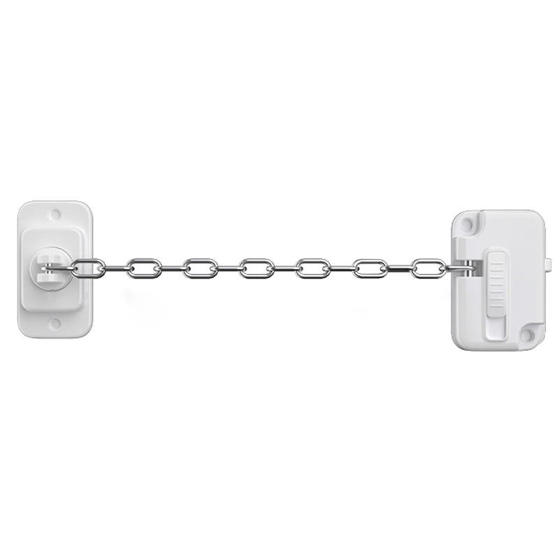 Daugiafunkcinė saugos užrakinimo spyna langams ir durims su grandine, durų stabdys, įrengimas be gręžimo, vaikų saugumas