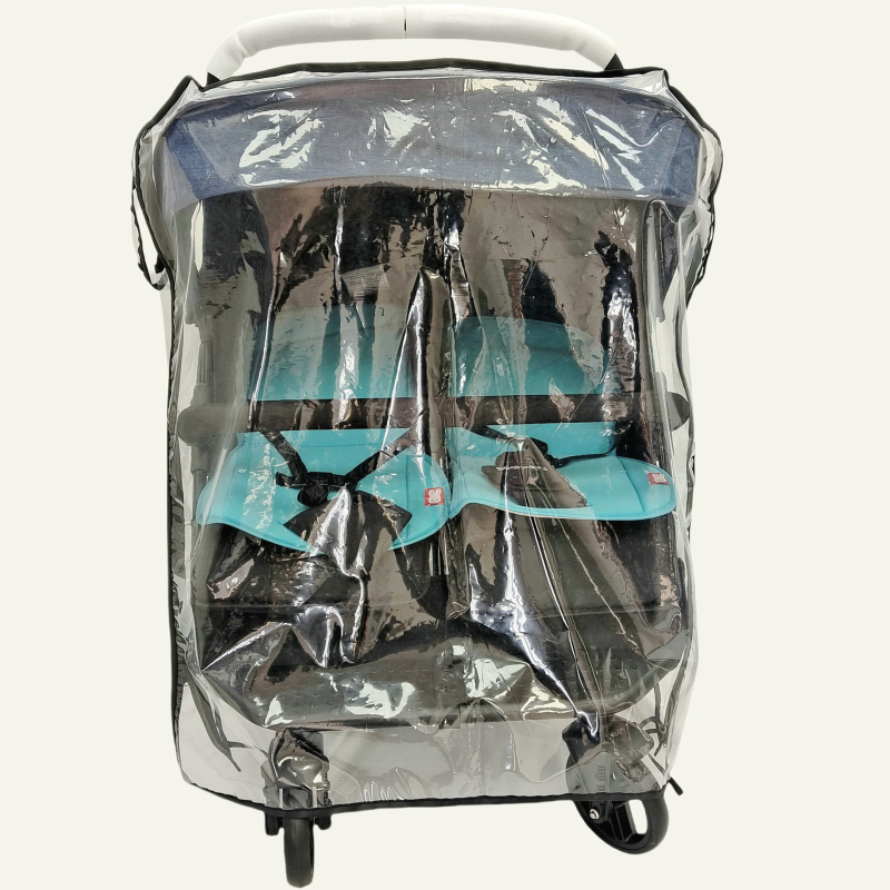 Husă de ploaie pentru cărucior dublu, material EVA, rezistent la vânt, rezistentă la praf