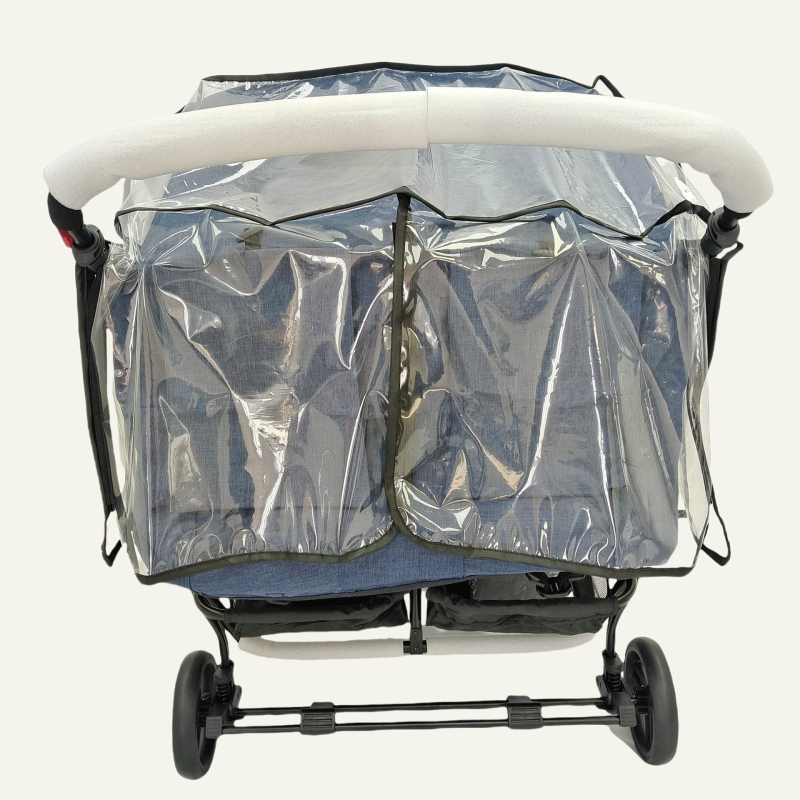 Husă de ploaie pentru cărucior dublu, material EVA, rezistent la vânt, rezistentă la praf