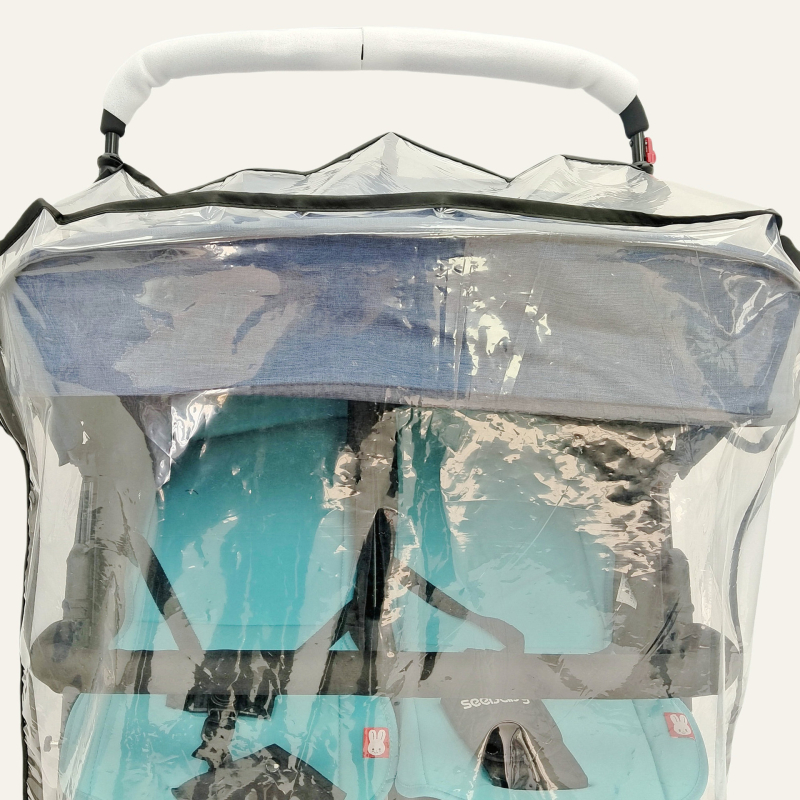 Husă de ploaie pentru cărucior dublu, material EVA, rezistent la vânt, rezistentă la praf