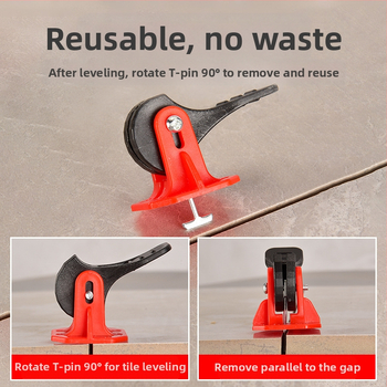 Нивелатор за плочки T-тип въртящ се, с заменяеми игли и позициониращ регулатор за стени и подови плочки