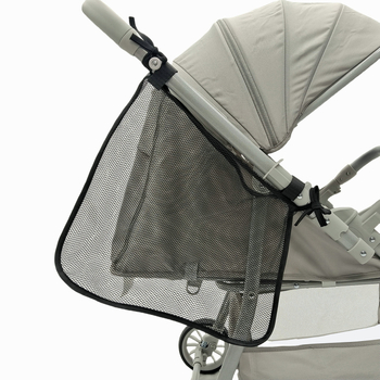 Többfunkciós babakocsi tároló táska akasztóval és oldalsó zsebbel - poliészter