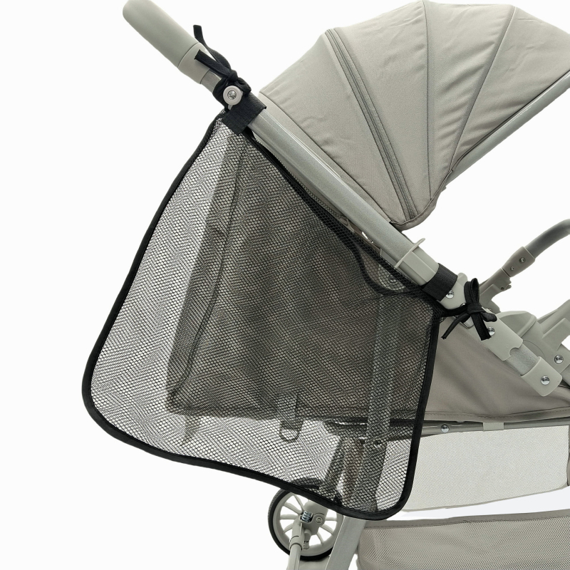 Többfunkciós babakocsi tároló táska akasztóval és oldalsó zsebbel - poliészter