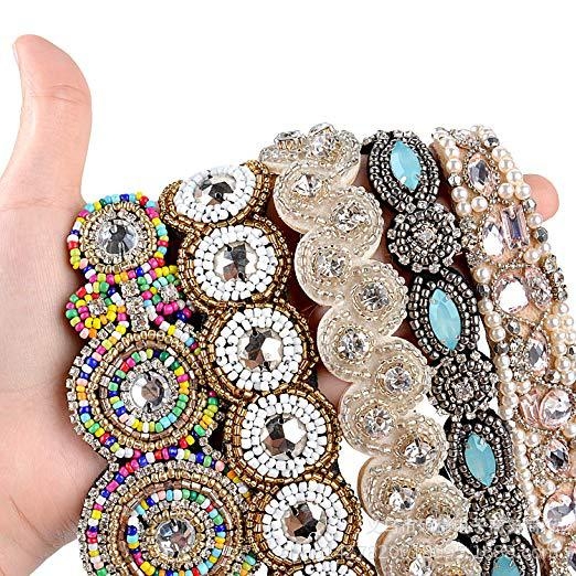 Лента за глава с мъниста и листов мотив – стъклени и оризови мънисти, женски стил, персонализируема