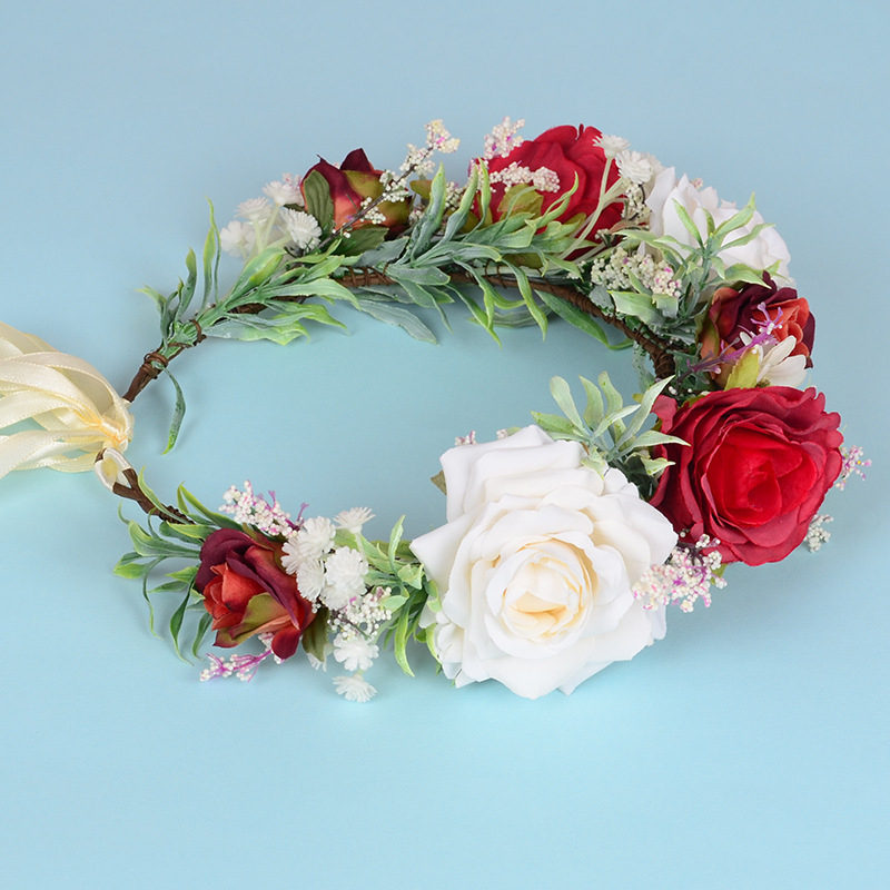 Galvas lente ar ziedu dizainu, bohemiska auduma, regulējama, QH231