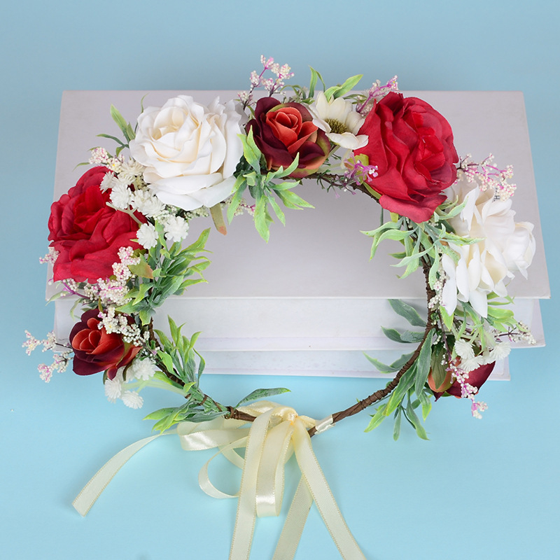 Galvas lente ar ziedu dizainu, bohemiska auduma, regulējama, QH231