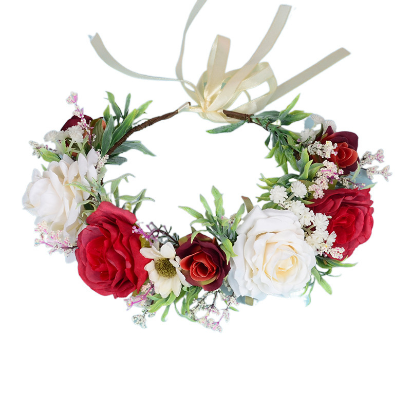 Galvas lente ar ziedu dizainu, bohemiska auduma, regulējama, QH231