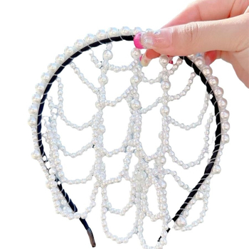 Youlapan κορδέλα μαλλιών με μαργαριτάρια, χειροποίητο, διπλής όψης, Φθινόπωρο 2023