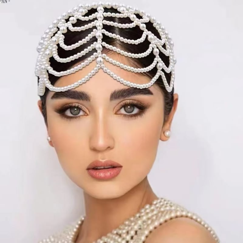 Youlapan bandă de păr cu perle, handmade, două fețe, toamnă 2023