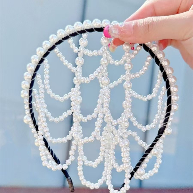 Youlapan bandă de păr cu perle, handmade, două fețe, toamnă 2023