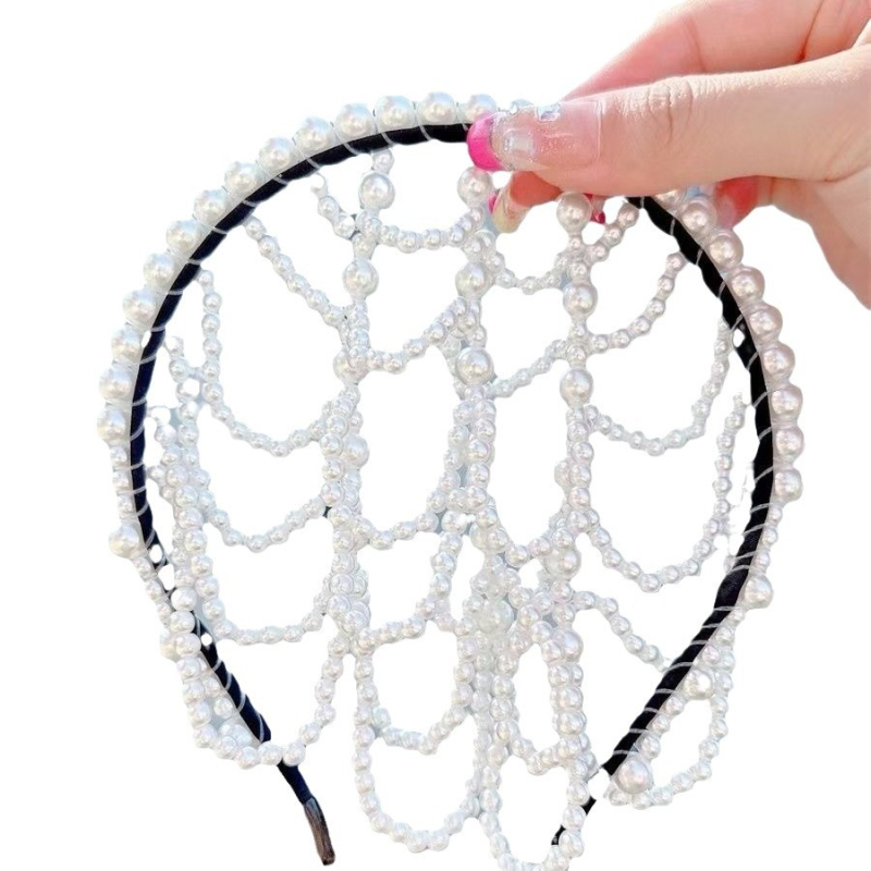 Youlapan bandă de păr cu perle, handmade, două fețe, toamnă 2023