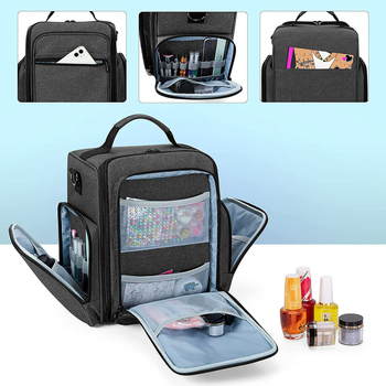 Deyite Τσάντα για βερνίκι νυχιών, μοντέλο qry082, κυβοειδής, συνθετικό δέρμα βελούδου, πολυλειτουργική, για ταξίδια