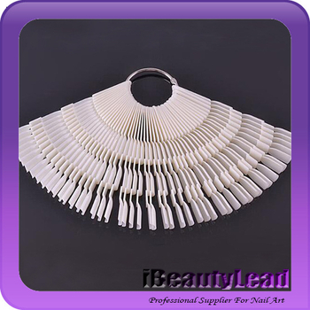 Дисплей за маникюр — iBeautyLead бамбукови карти за проби, фан-образни карти, 3 секции, 50 броя